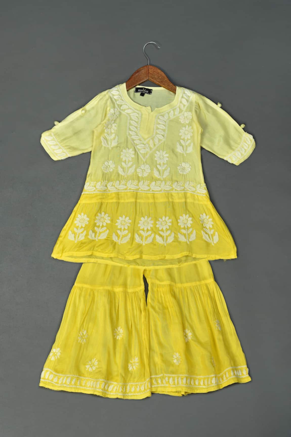Maaikid Embroidered A-Line Kurta & Sharara Set