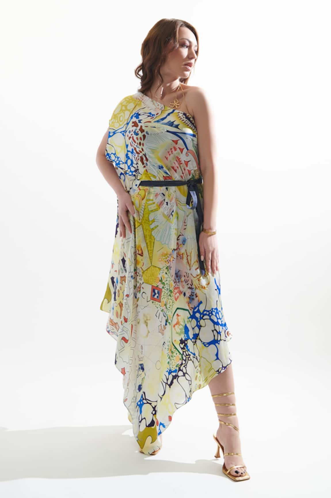 Cin Cin Tamrin Abstract Print Dress With Belt