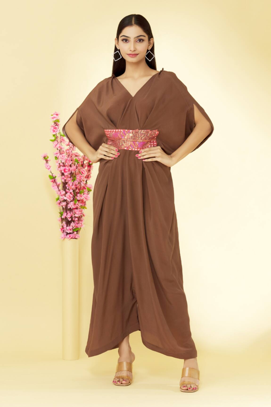 Megha Garg V Neck Draped Jumpsuit
