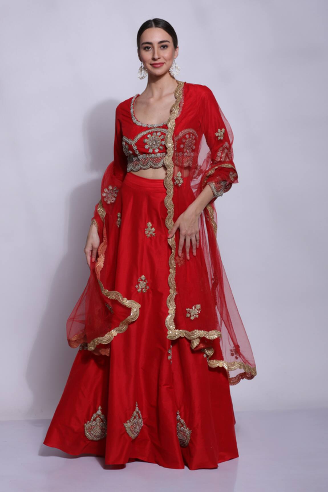 Sonali Gupta Silk Embroidered Blouse Lehenga Set
