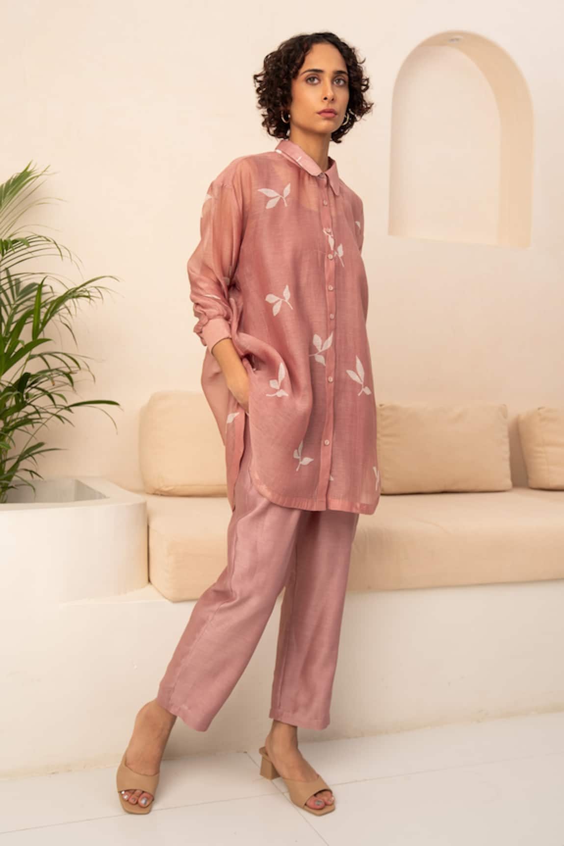 Arcvsh by Pallavi Singh Leaf Print Shirt With Pant