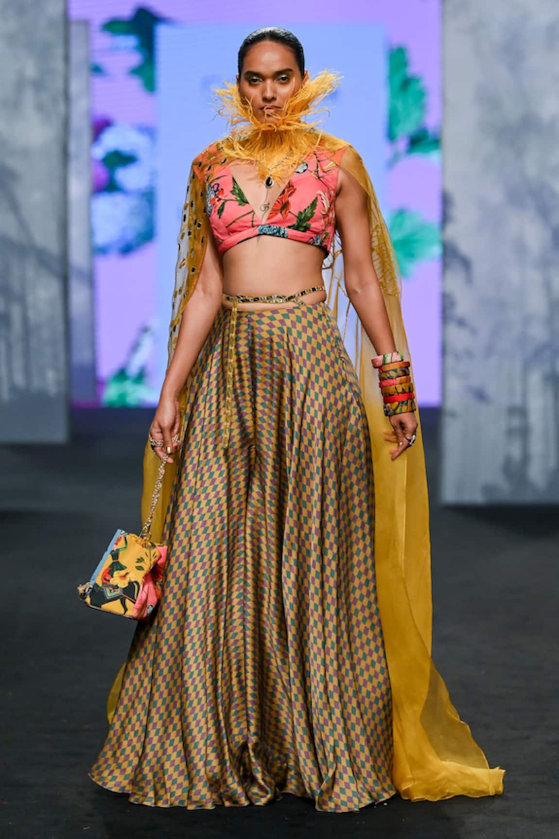Mahima Mahajan Floral Embroidered Cape & Palazzo Set 