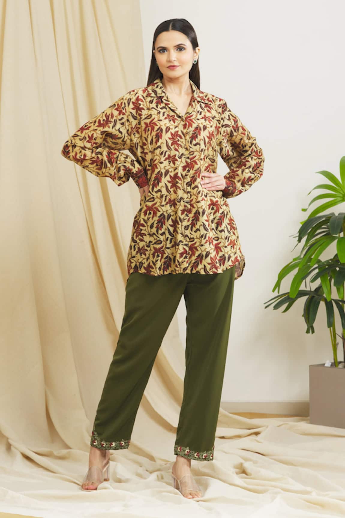 Surendri Floral Ajrak Print Shirt And Pant Set