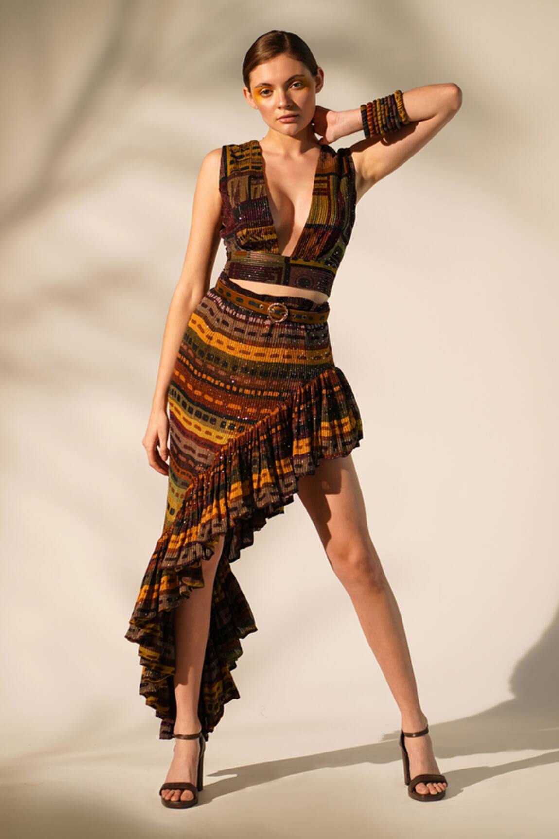 Nikita Mhaisalkar Abstract Print Ruffle Skirt 