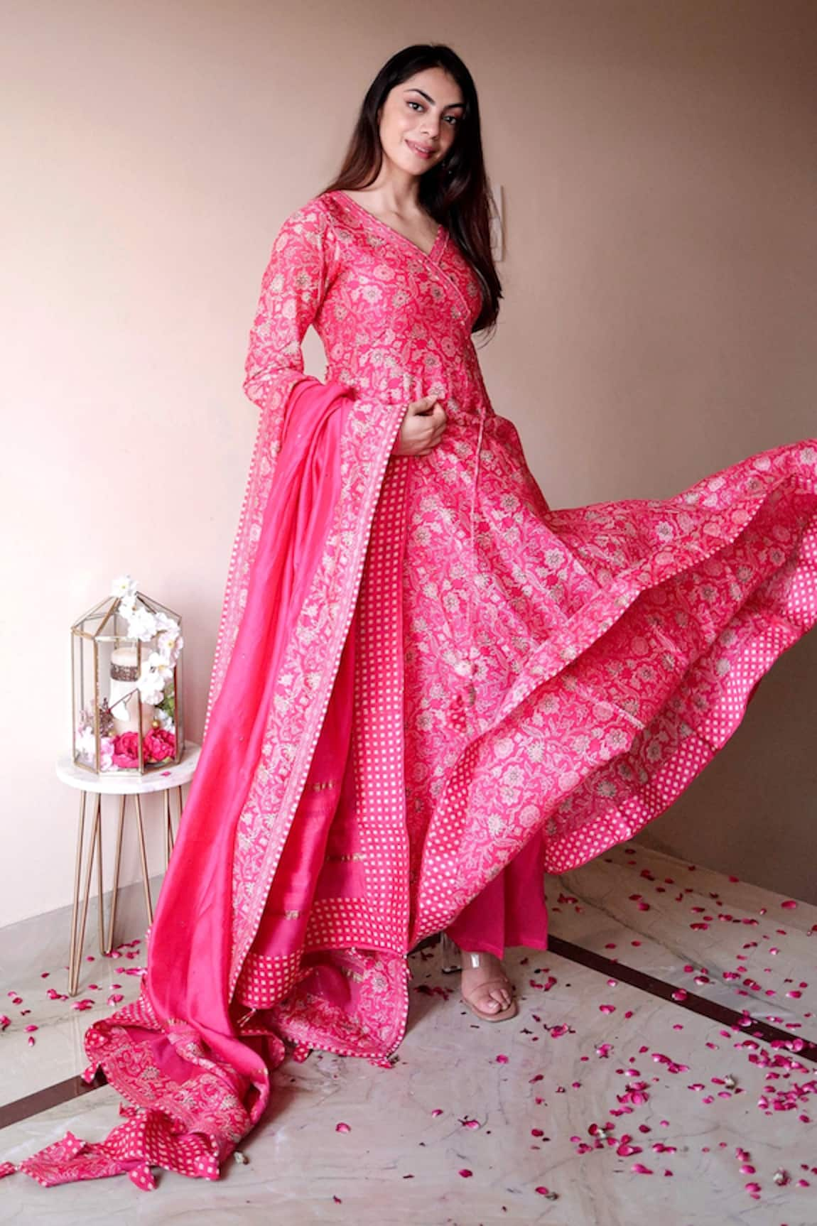 Shrutkirti Chanderi Wrap Anarkali Set