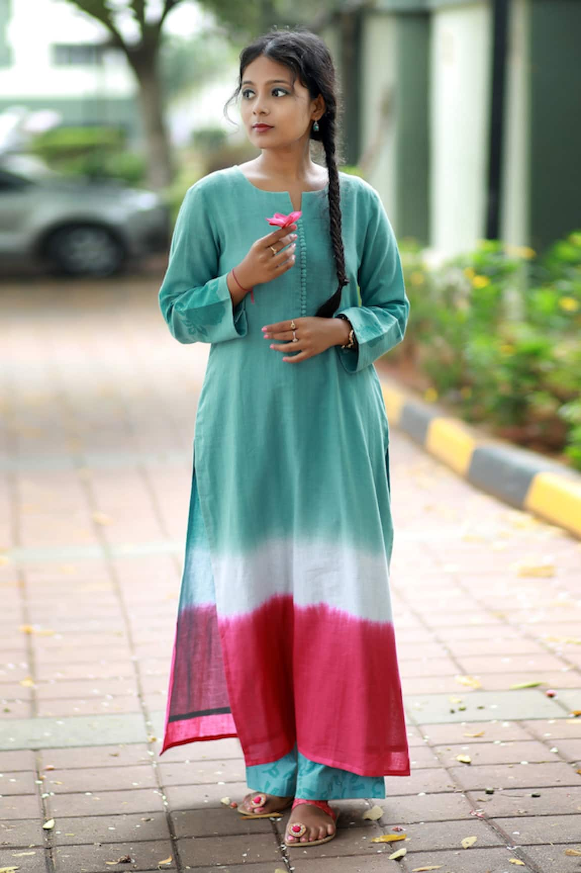 TINA EAPEN COLLECTIVE Ombre Kurta & Printed Pant Set