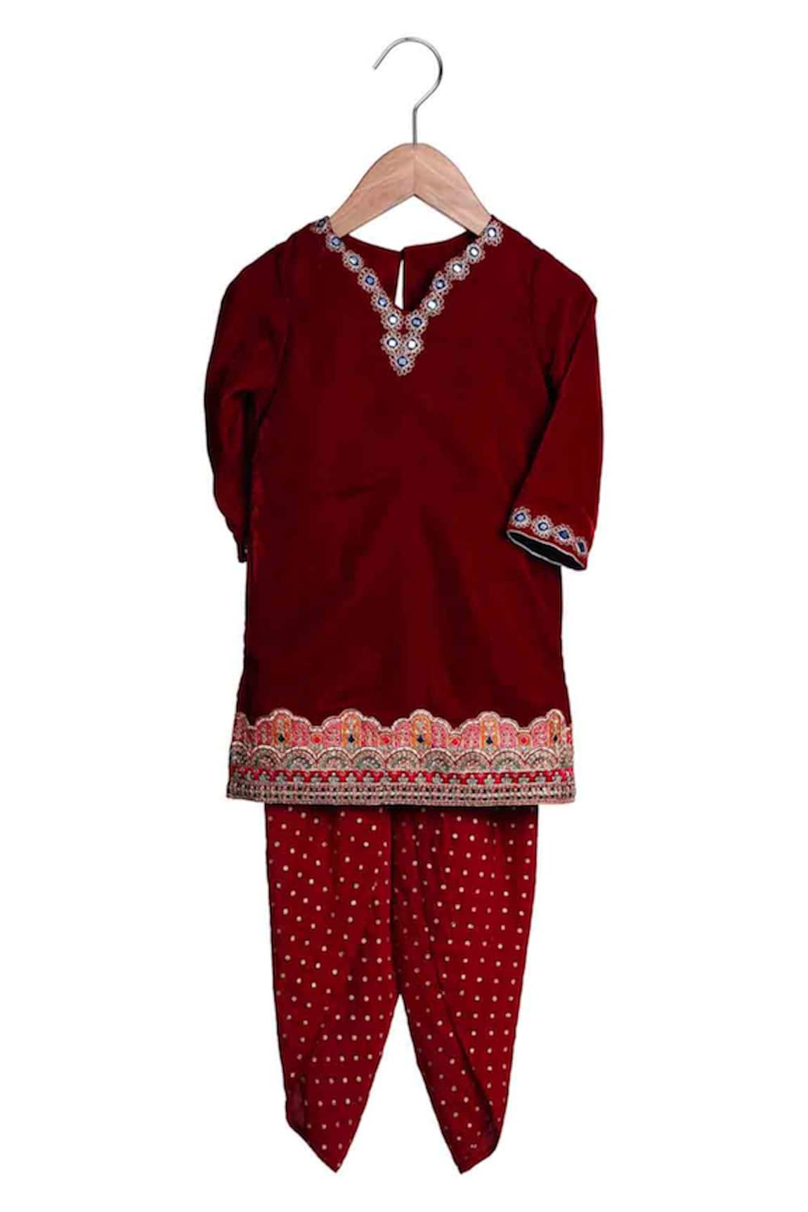 MI Dulce AN'YA Embroidered Kurta And Dhoti Pant Set 