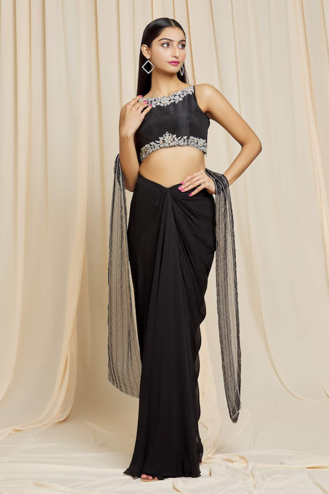 Izzumi Mehta Draped Skirt & Embroidered Top Set