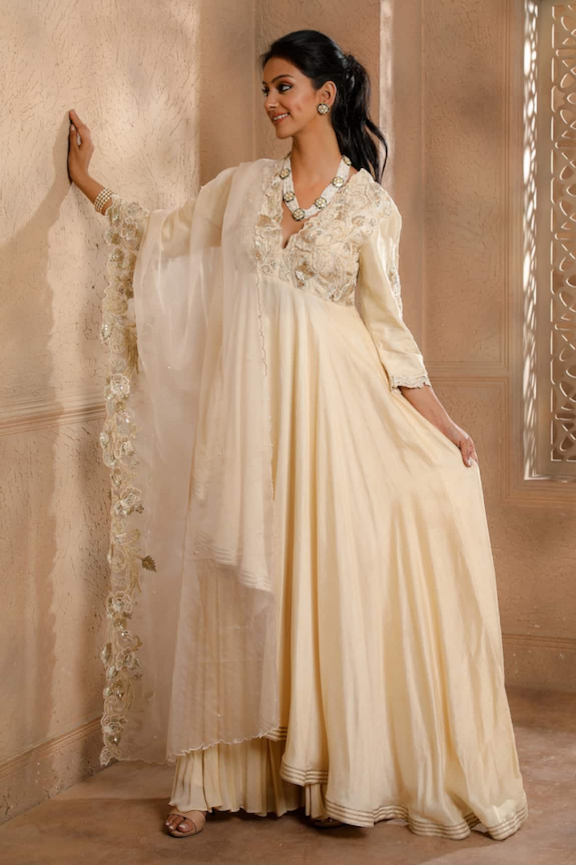 Omana By Ranjana Bothra Asymmetric Anarkali Sharara Set