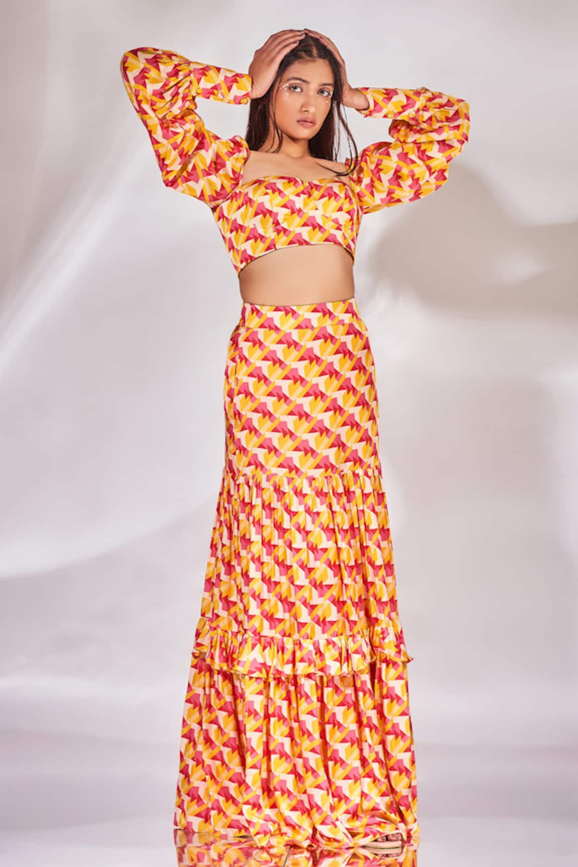 Senren by Eshana Raut Geometric Print Crop Top & Skirt Set