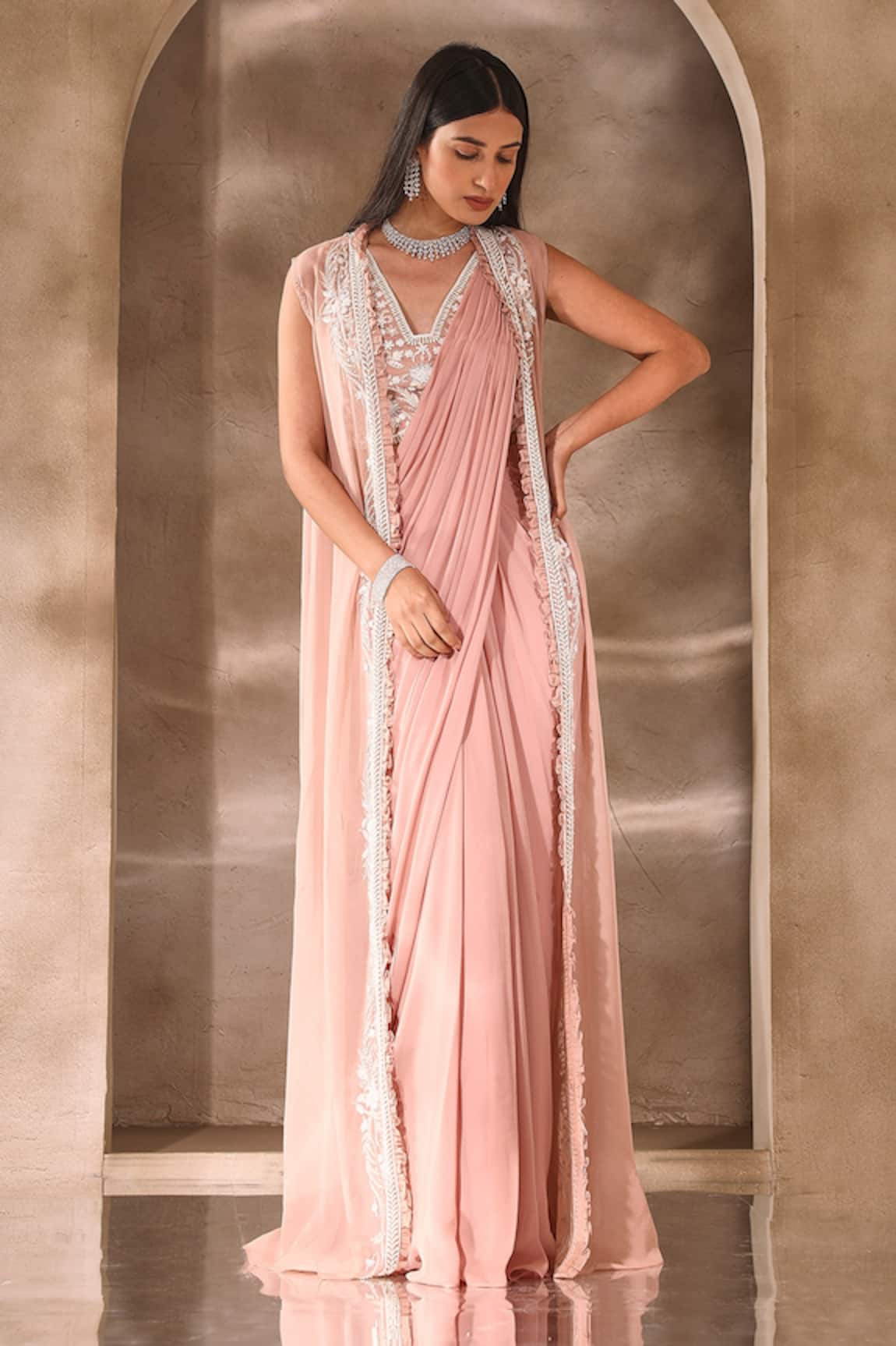 Seema Thukral Pre-Stitched Saree Jacket Set 