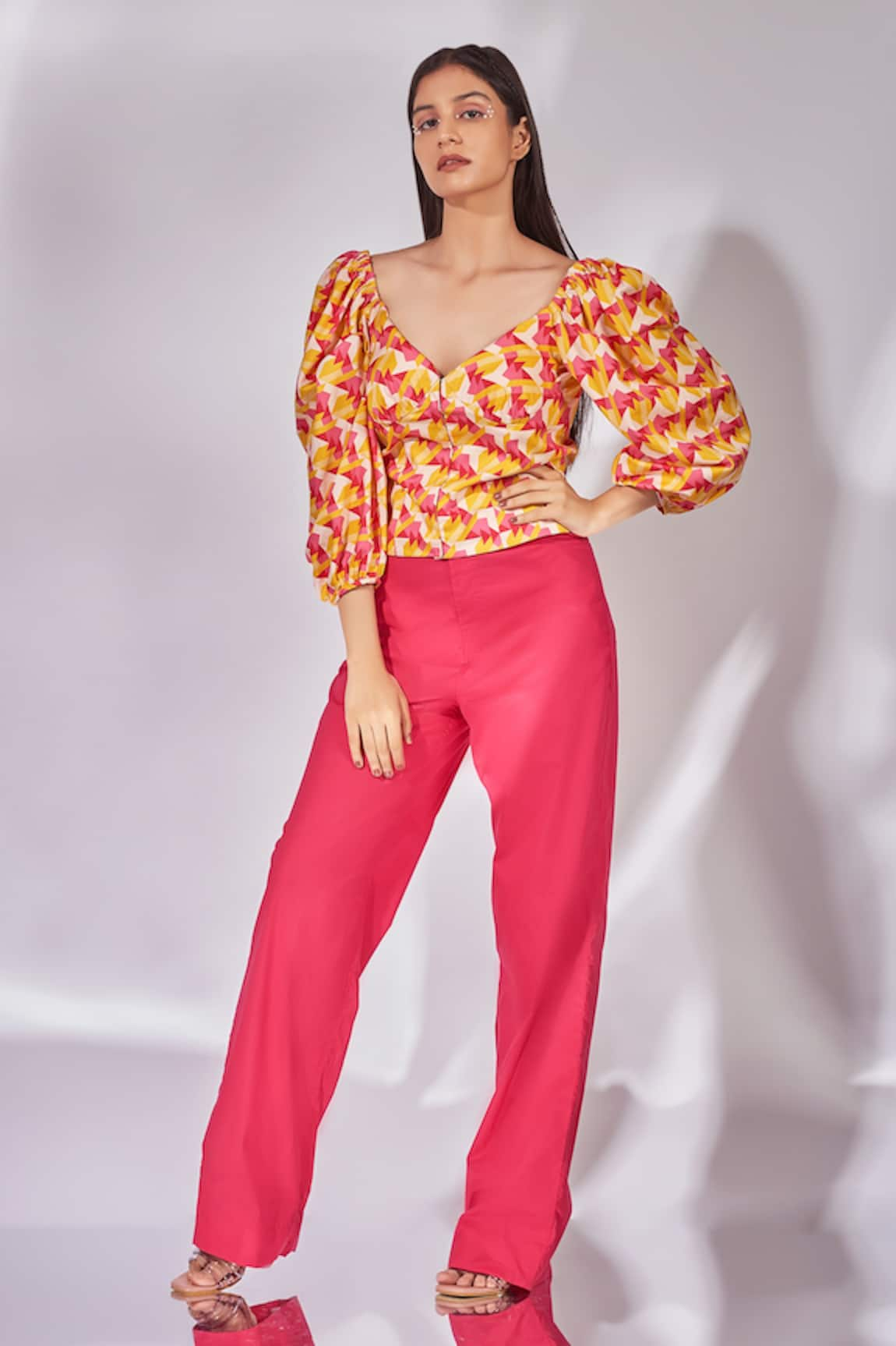 Senren by Eshana Raut Geometric Pattern Top & Pant Set