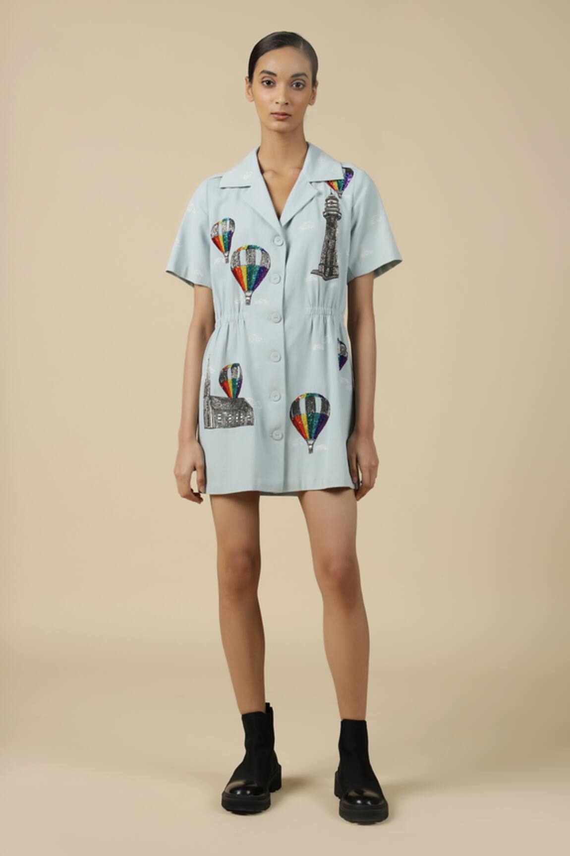Shahin Mannan Colorful Air Balloons Summer Coat Dress