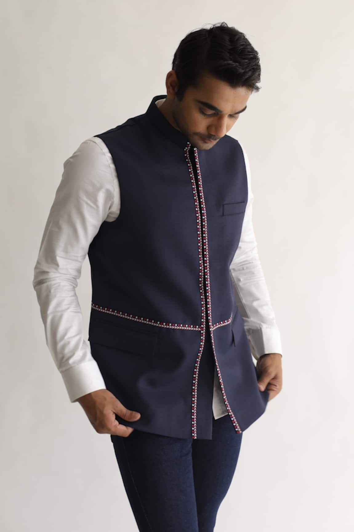 Kaha Aura Embroidered Placket Nehru Jacket