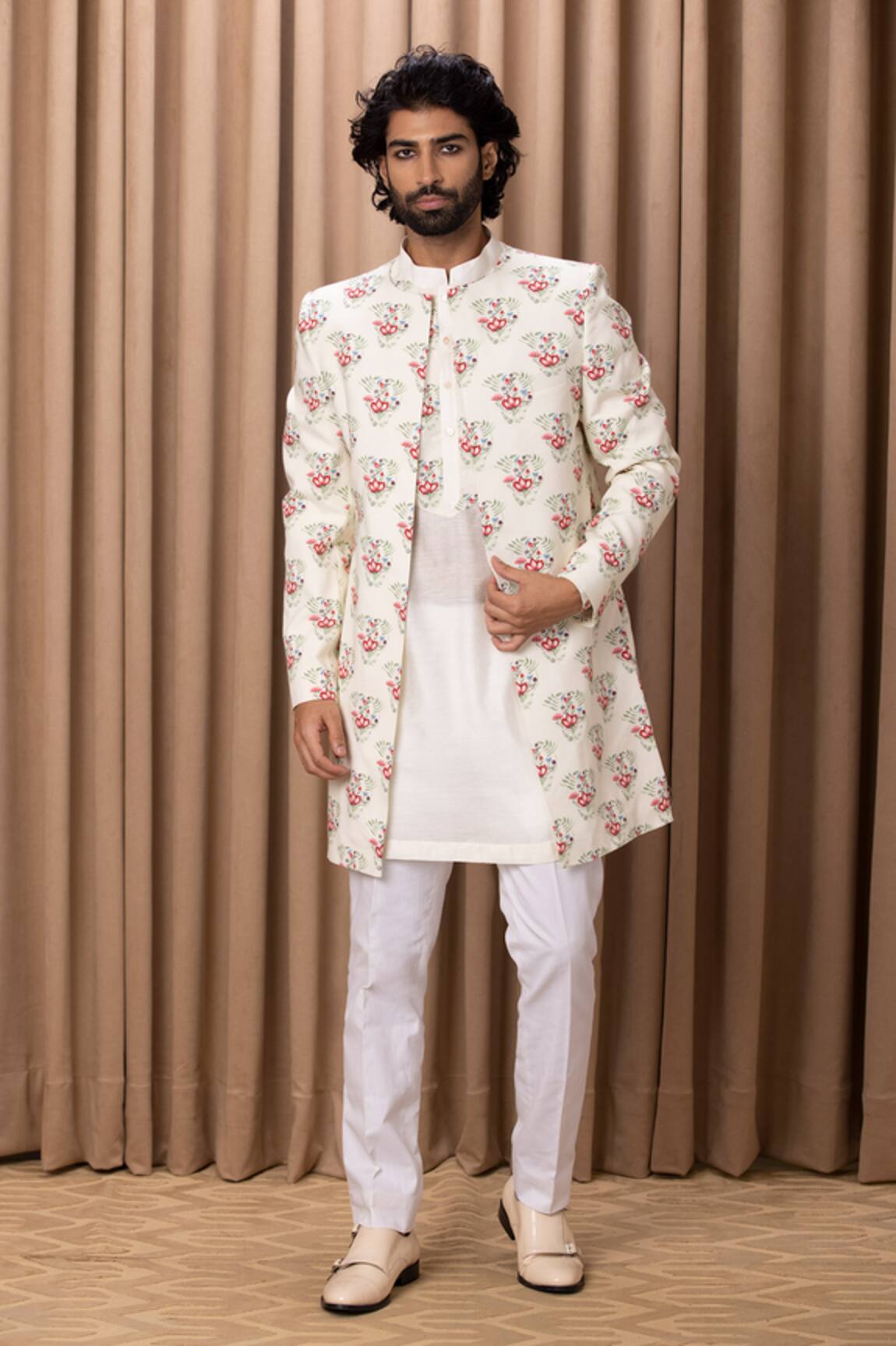 Ankit V Kapoor Noor Floral Print Jacket & Kurta Set