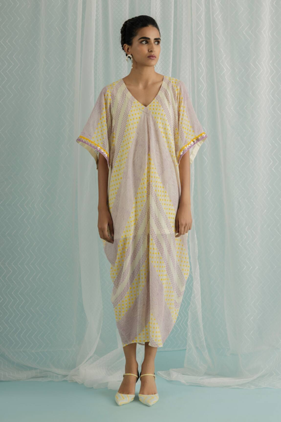 Surbhi Gupta Cocoon Chevron & Polka Dot Print Dress