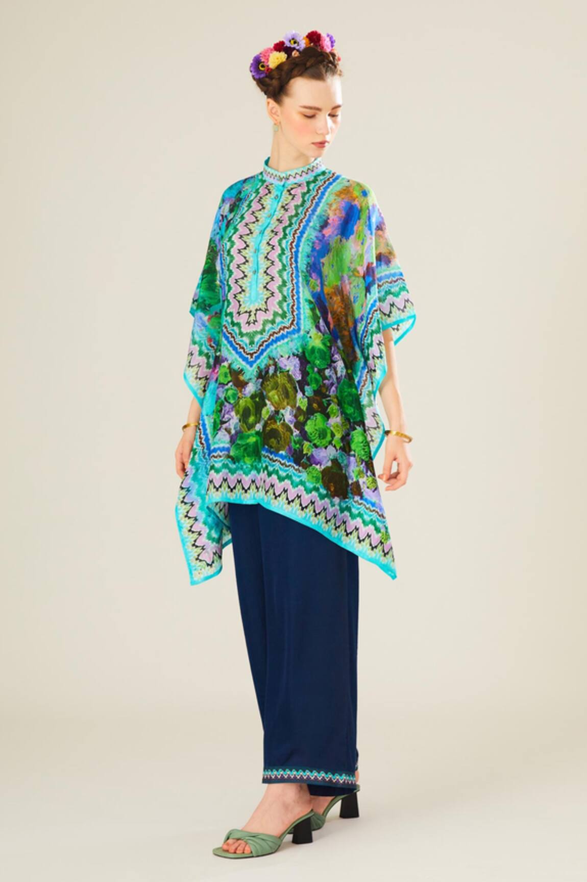Rajdeep Ranawat Manju Floral Pattern Poncho Top 