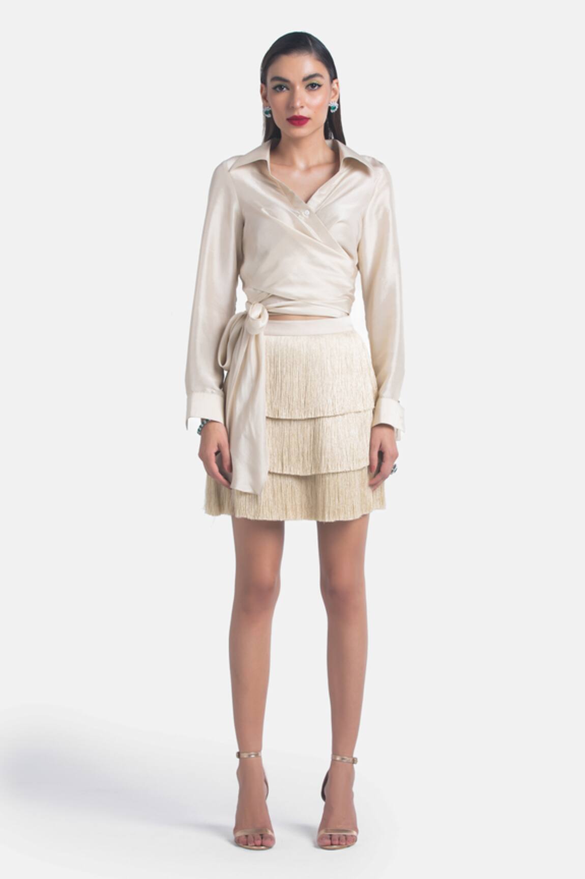 431-88 By Shweta Kapur Fringe Layered Skirt 
