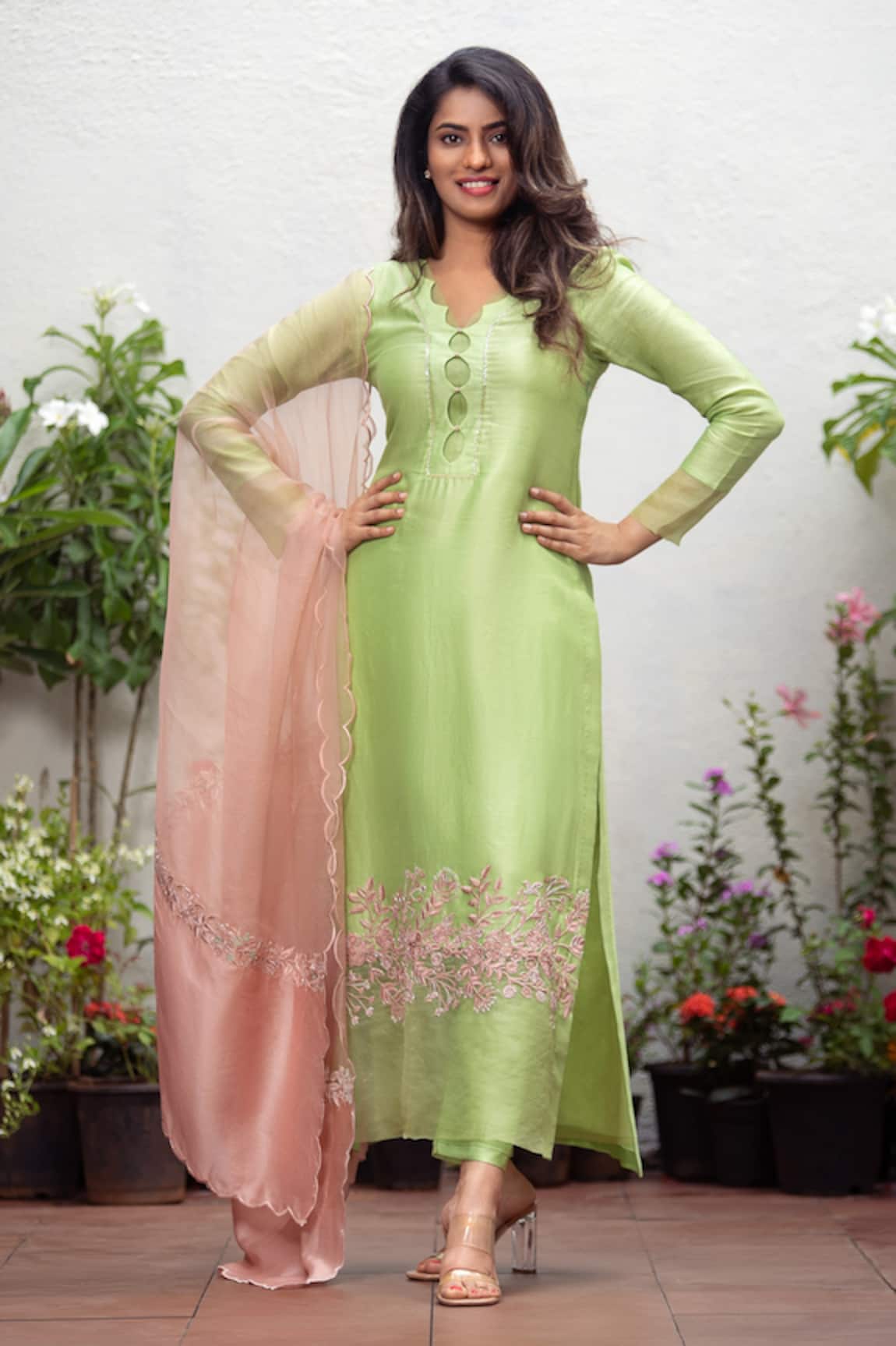The Aarya Handwoven Chanderi Straight Kurta Pant Set 