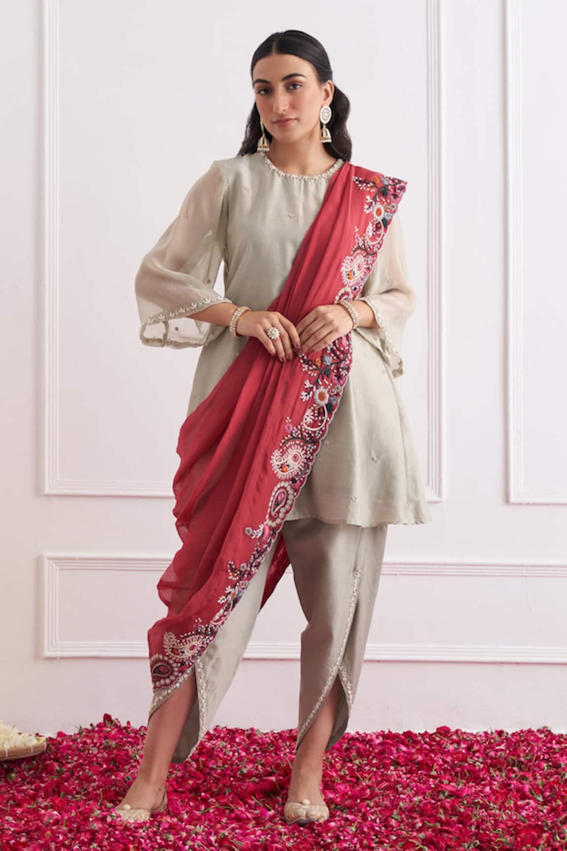 Shipraa Grover Myra Embellished Kurta & Dhoti Pant Set