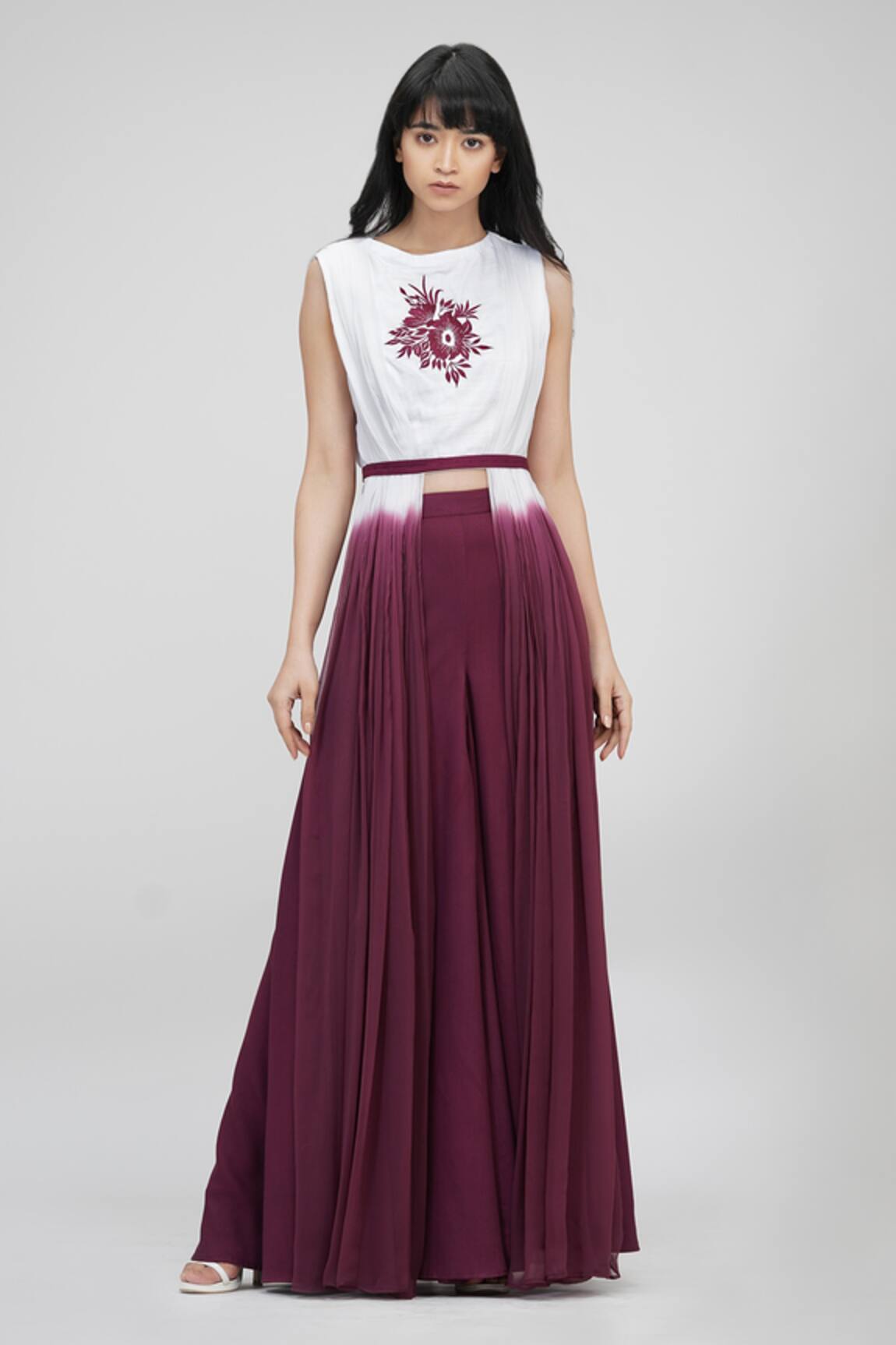 Shruti S Placement Thread Embroidered Top & Trouser Set