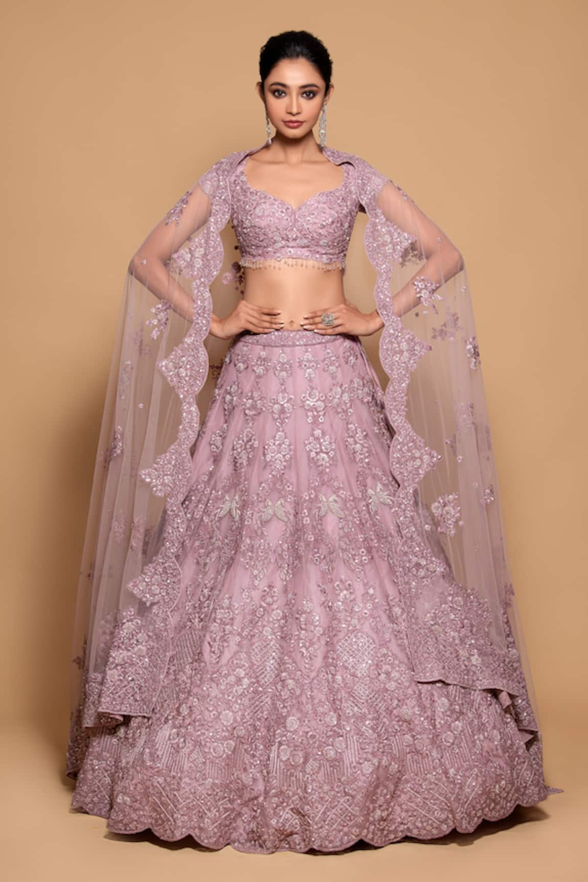 Pallavi Poddar Amer Crystal Embroidered Bridal Lehenga Set 