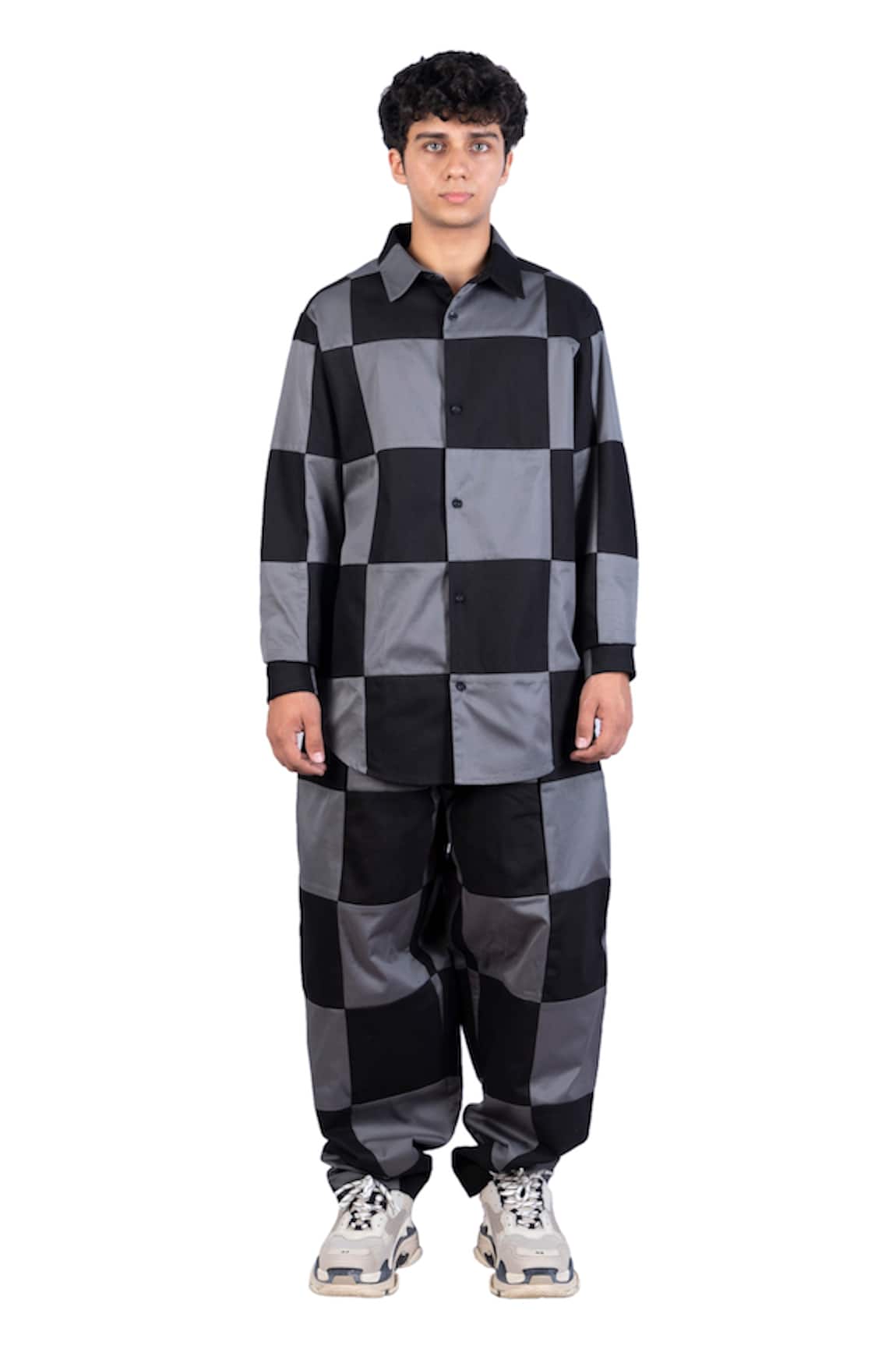 Theorem Patchworked Checkered Loose Fit Pant