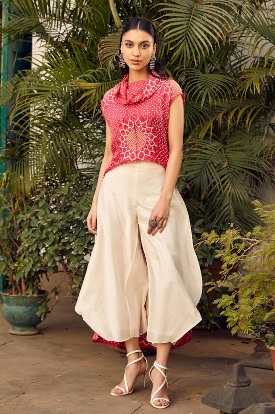 Twenty Nine Bandhani Pattern Asymmetric Top