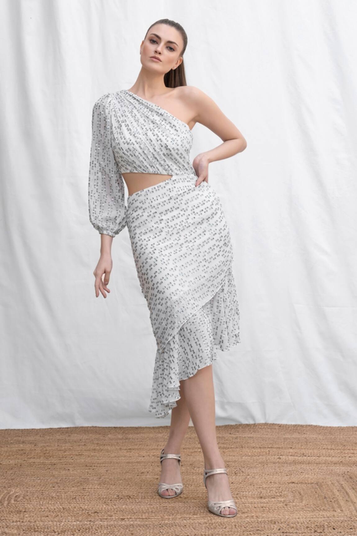 Amrta By Guneet Kondal One Shoulder Waist Cut Out Dress