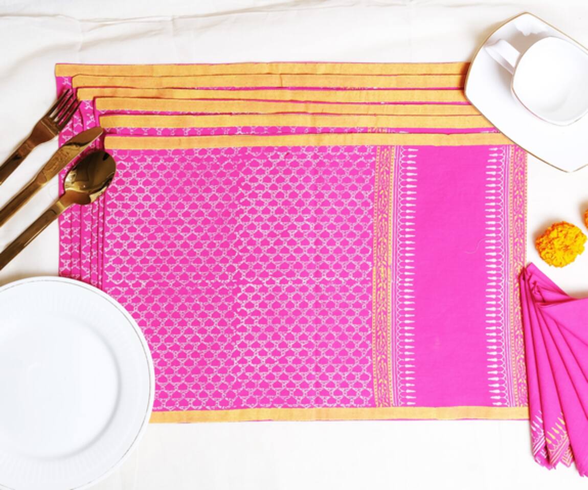 Inheritance India Jaal Print Cotton Table Mats - Set of 6