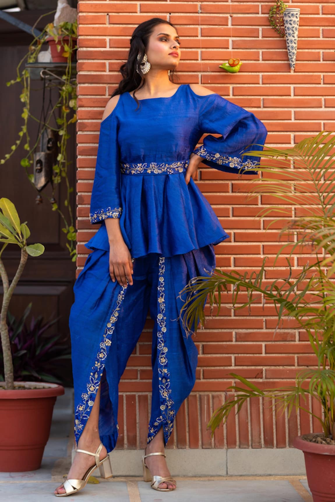 Kefi Collections Baani Peplum Top & Dhoti Pant Set