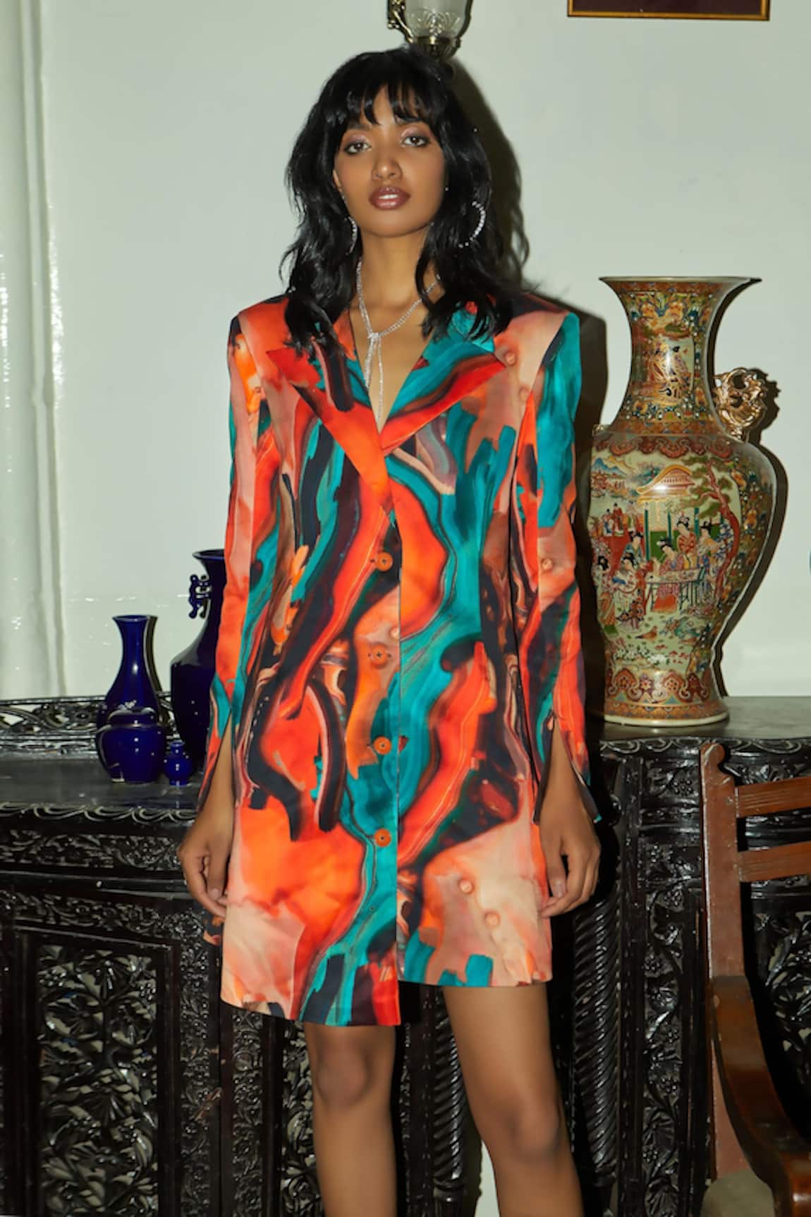 Khushbu Rathod Label Abstract Pattern Blazer Dress