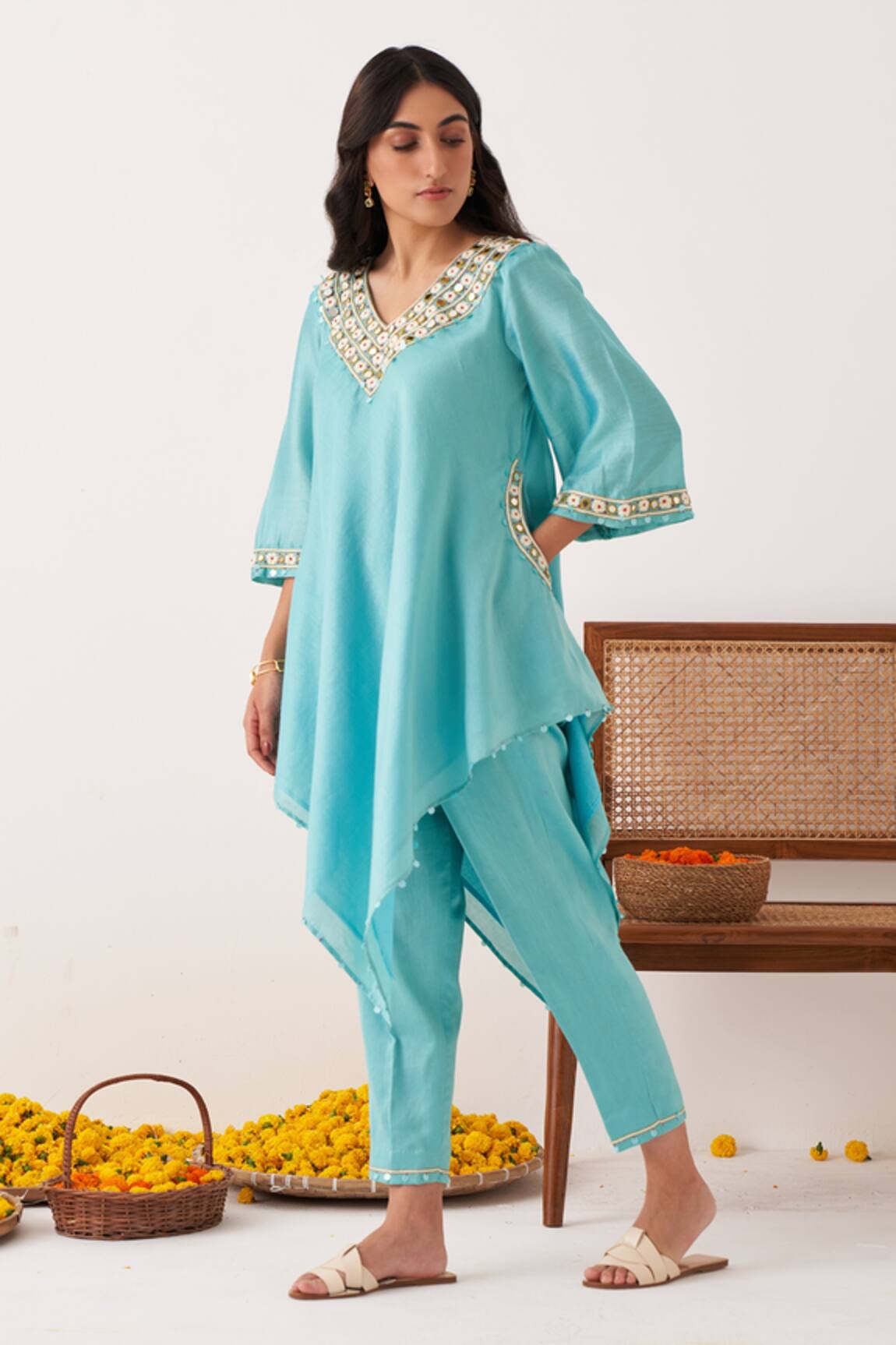 Shipraa Grover Zina Asymmetric Kurta & Pant Set