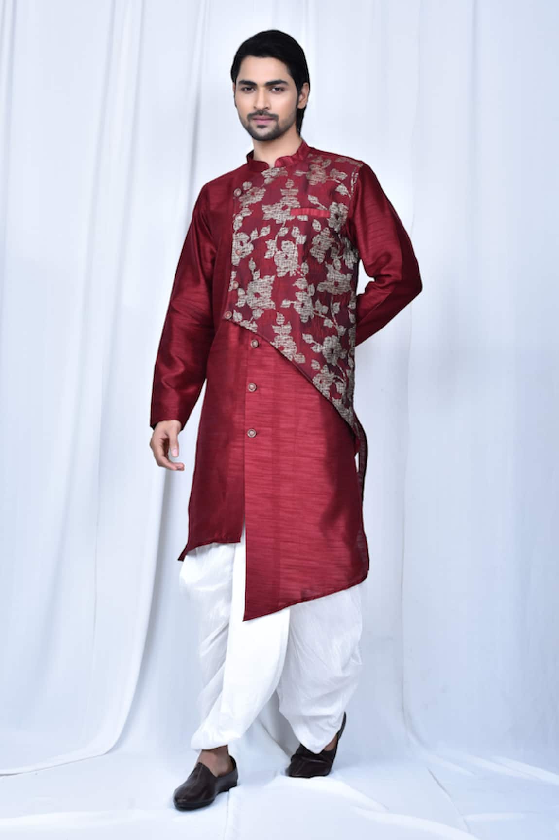 Arihant Rai Sinha Floral Panelled Kurta Dhoti Pant Set