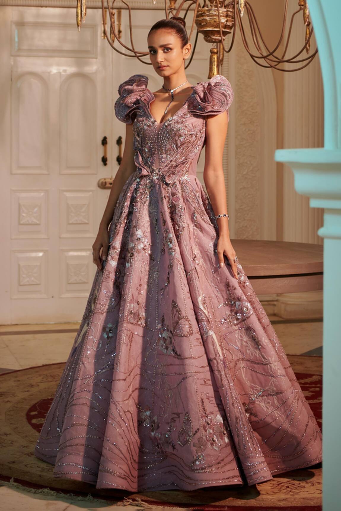 Adaara Couture Silk Hand Embroidered Gown