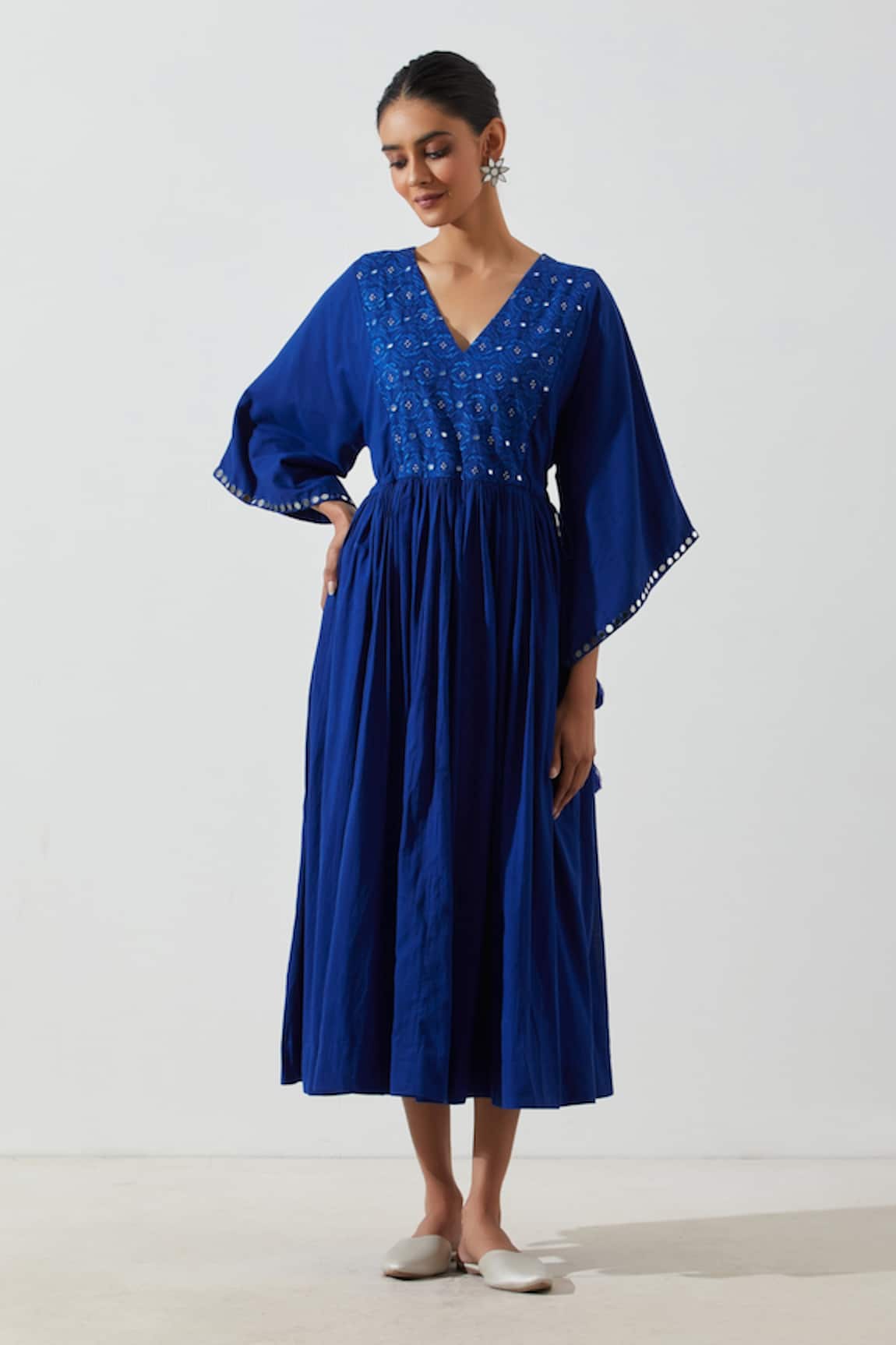 Label Earthen Embroidered Yoke Dress