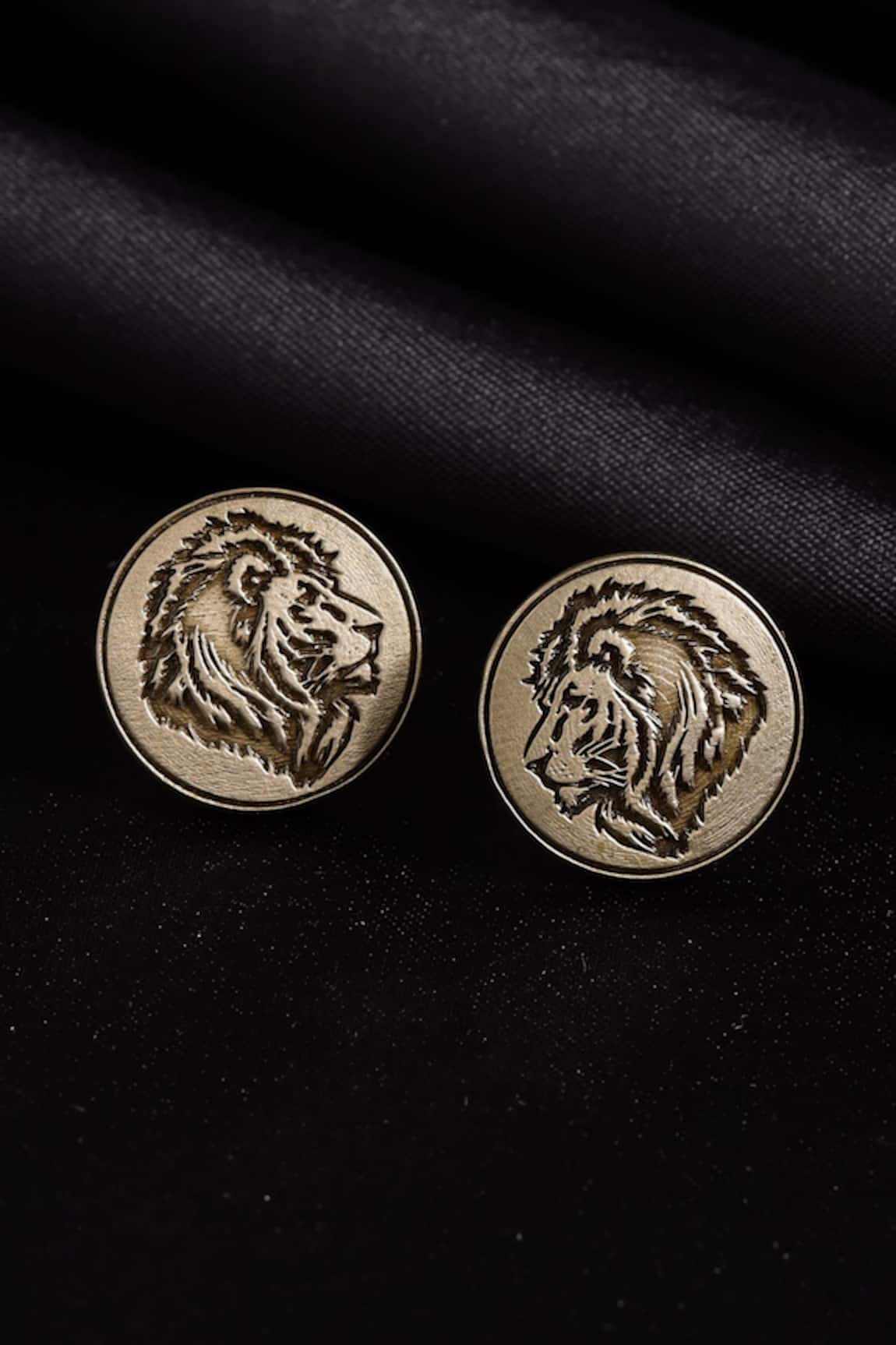 Cosa Nostraa Lion Carved Brass Cufflinks