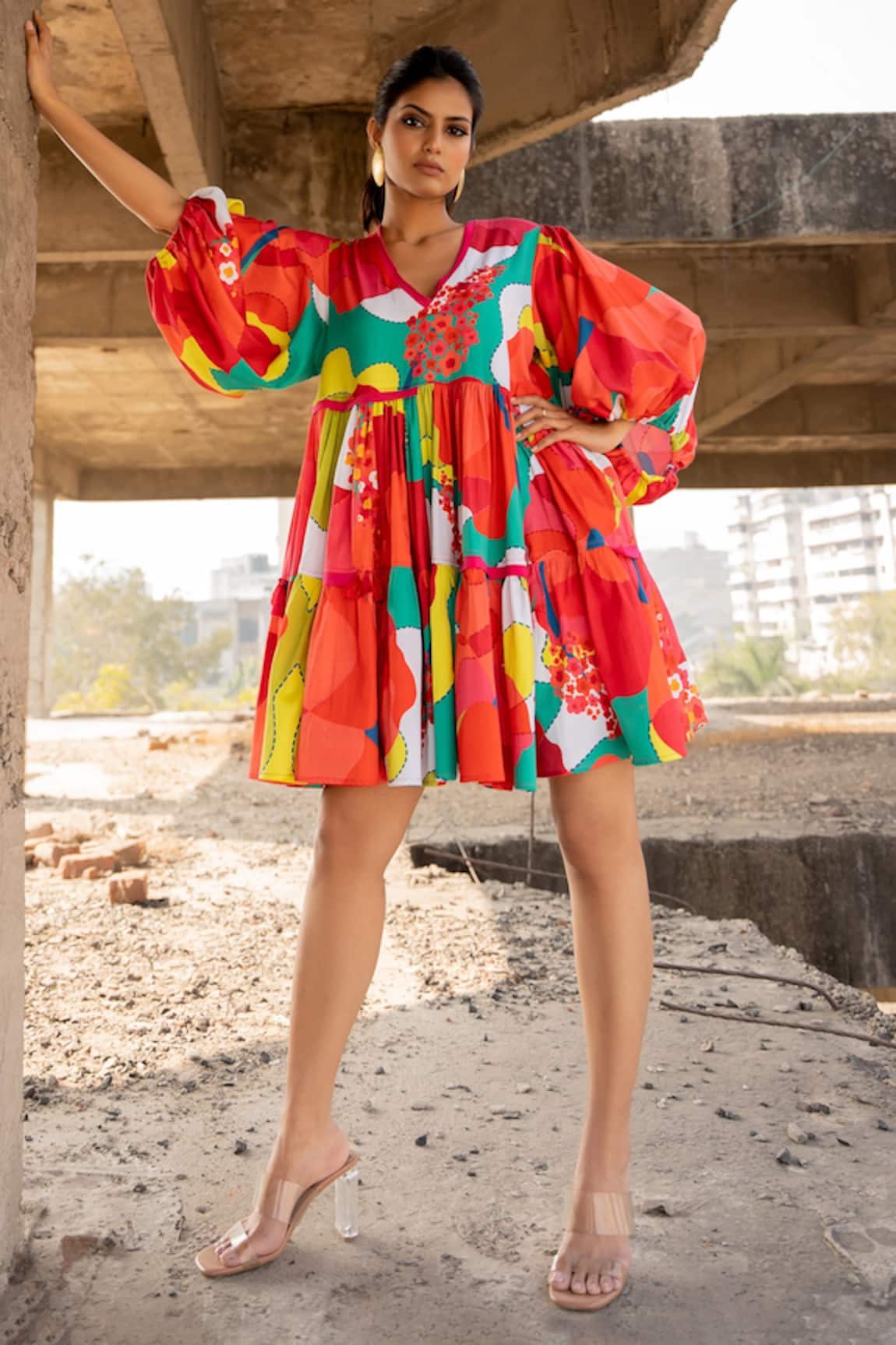 Pooja-Keyur Abstract Splash Print Dress