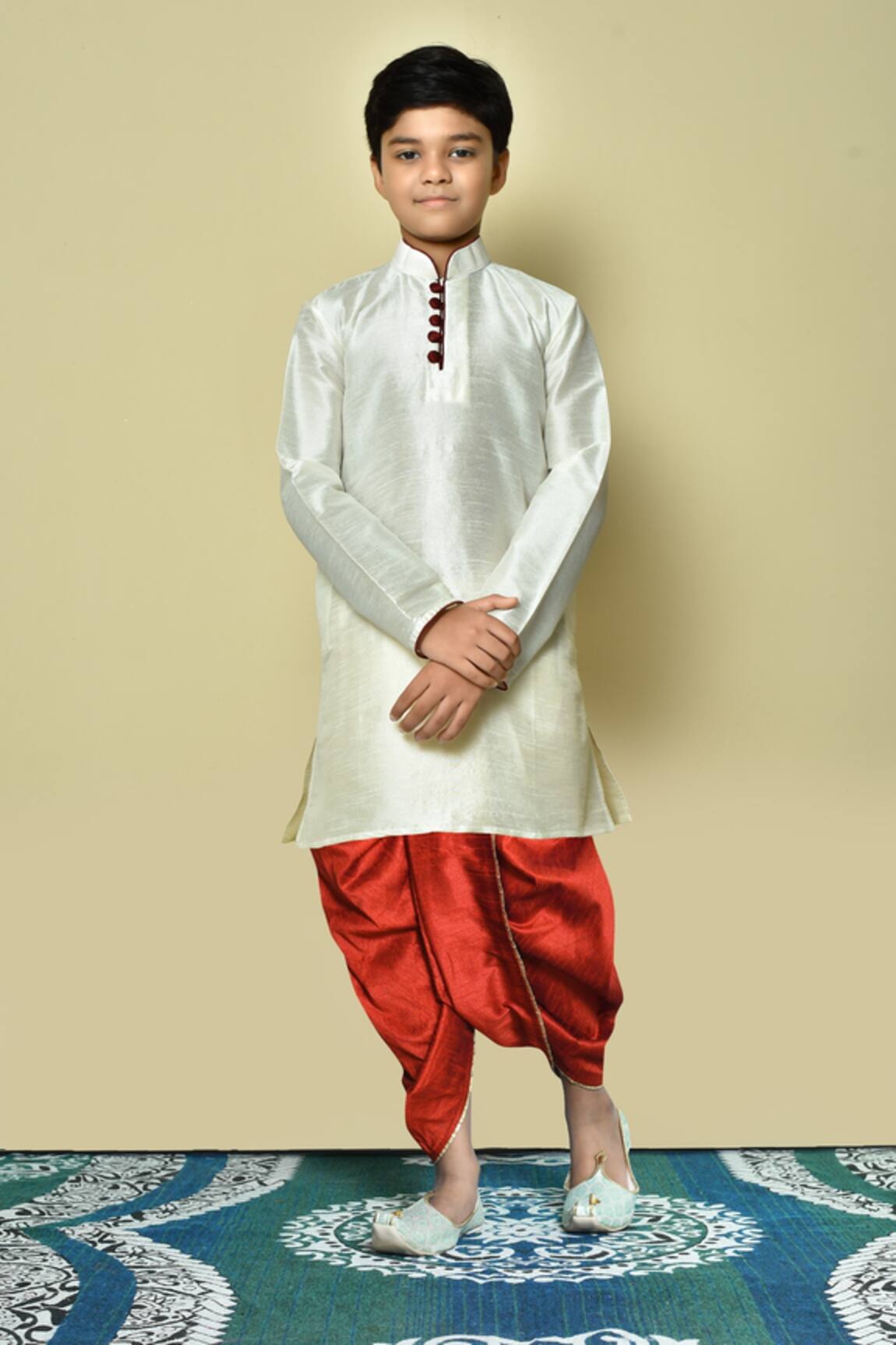 Arihant Rai Sinha Plain Kurta & Red Dhoti Pant Set