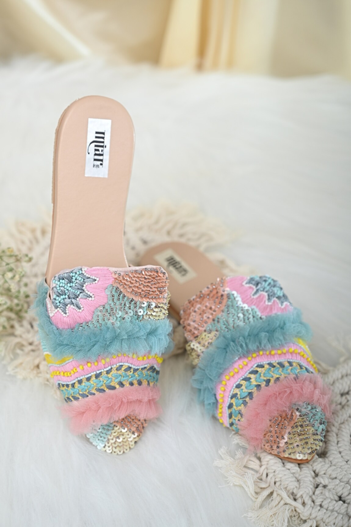 Miar Designs Zunaira Frill Embellished Mules