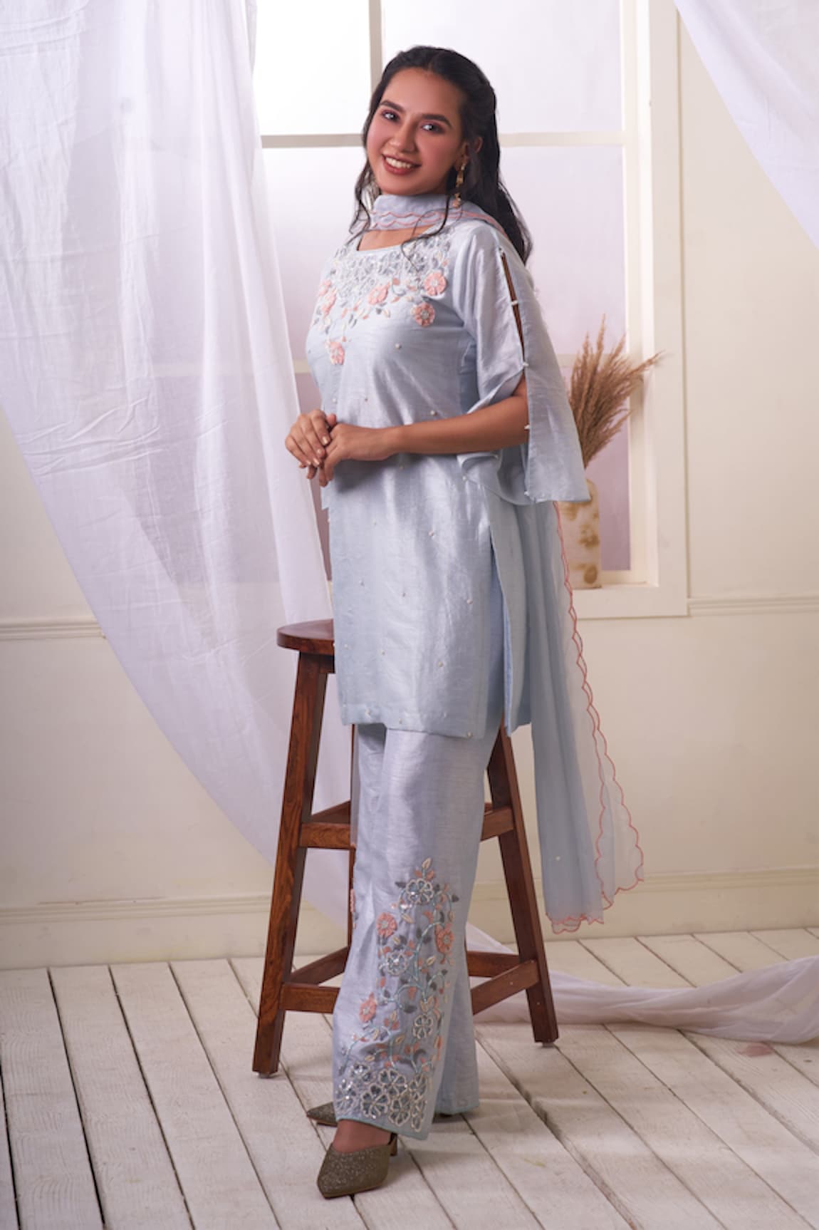 Geetika Jain Sequins Embroidered Kurta Pant Set