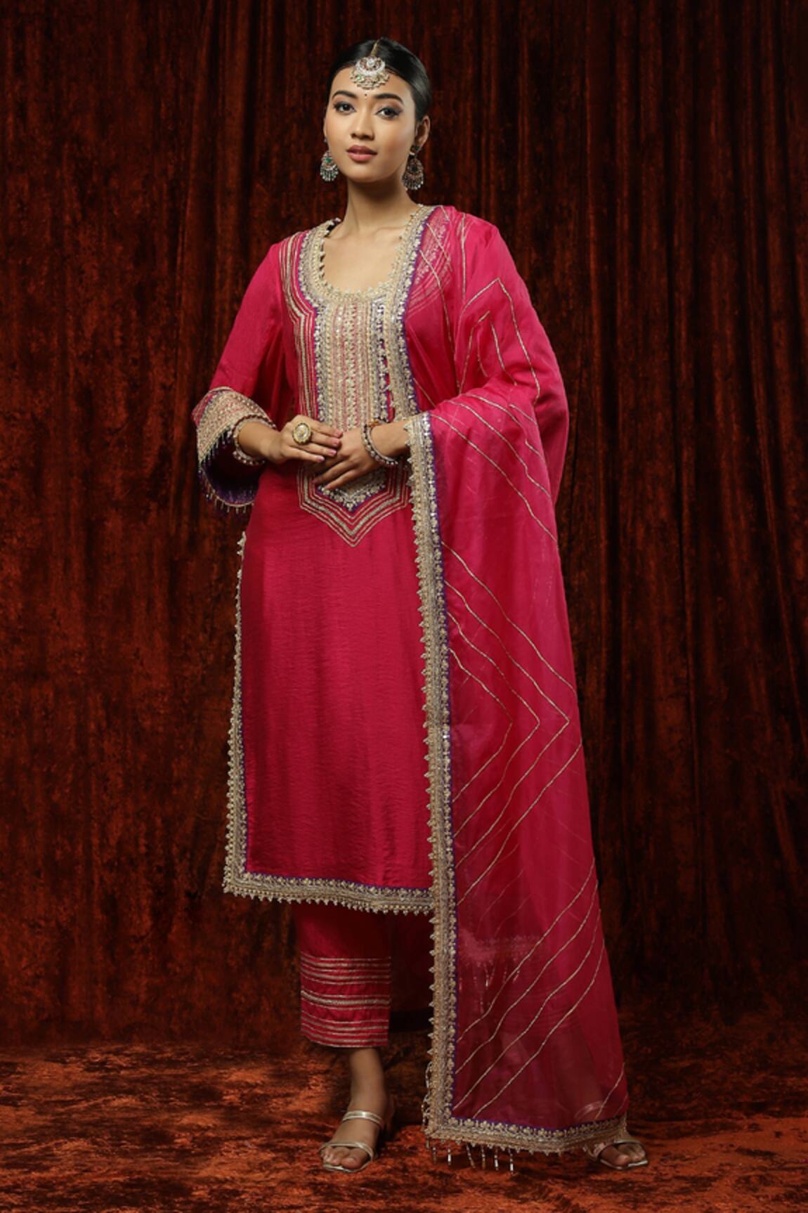 Shikhar Sharma Round Neck Embroidered Kurta Pant Set