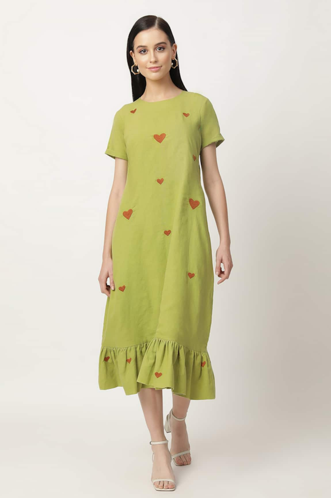 Musal Litzy Heart Embroidered Midi Dress