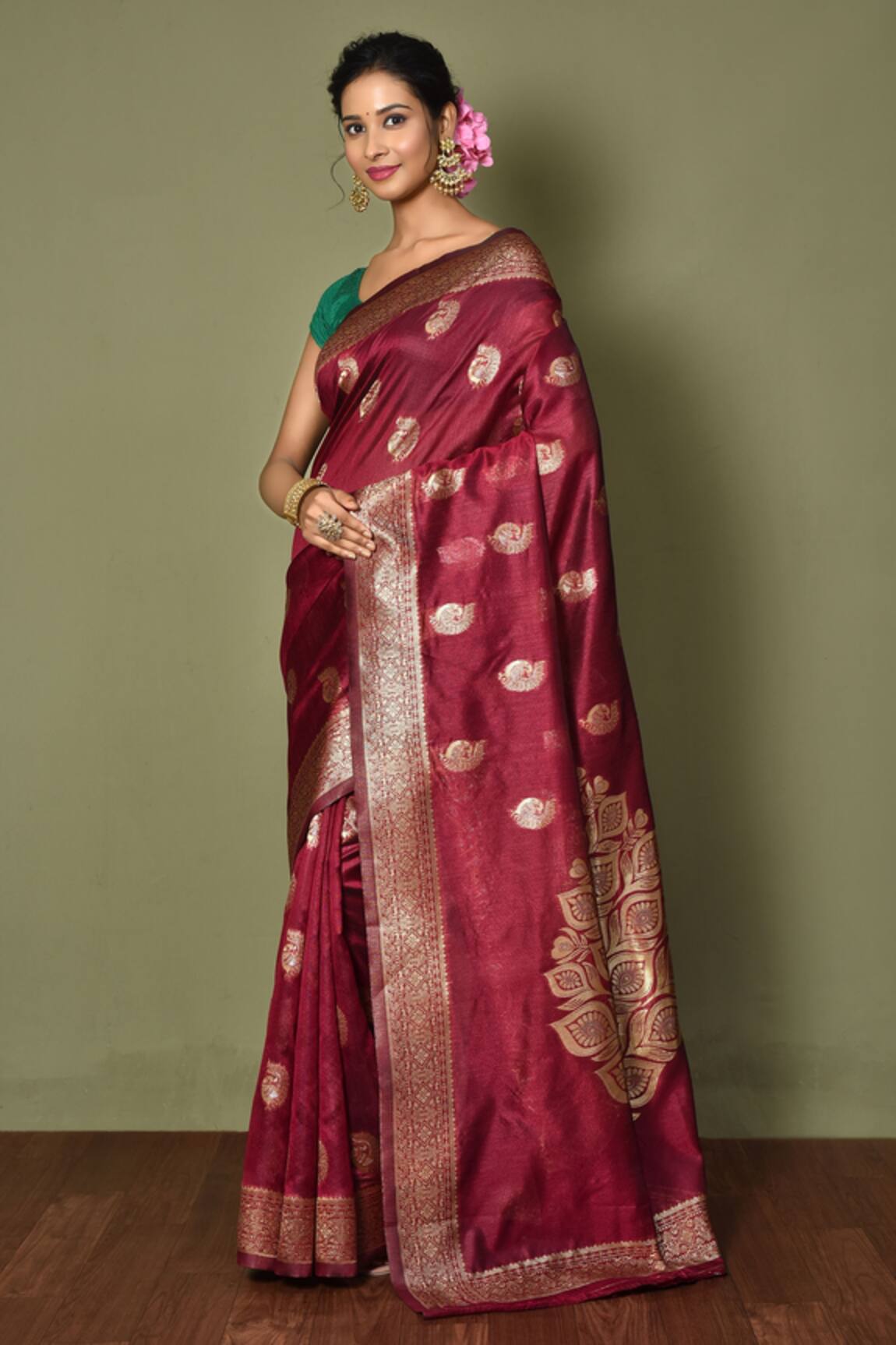 Samyukta Singhania Peacock Motif Saree With Running Blouse