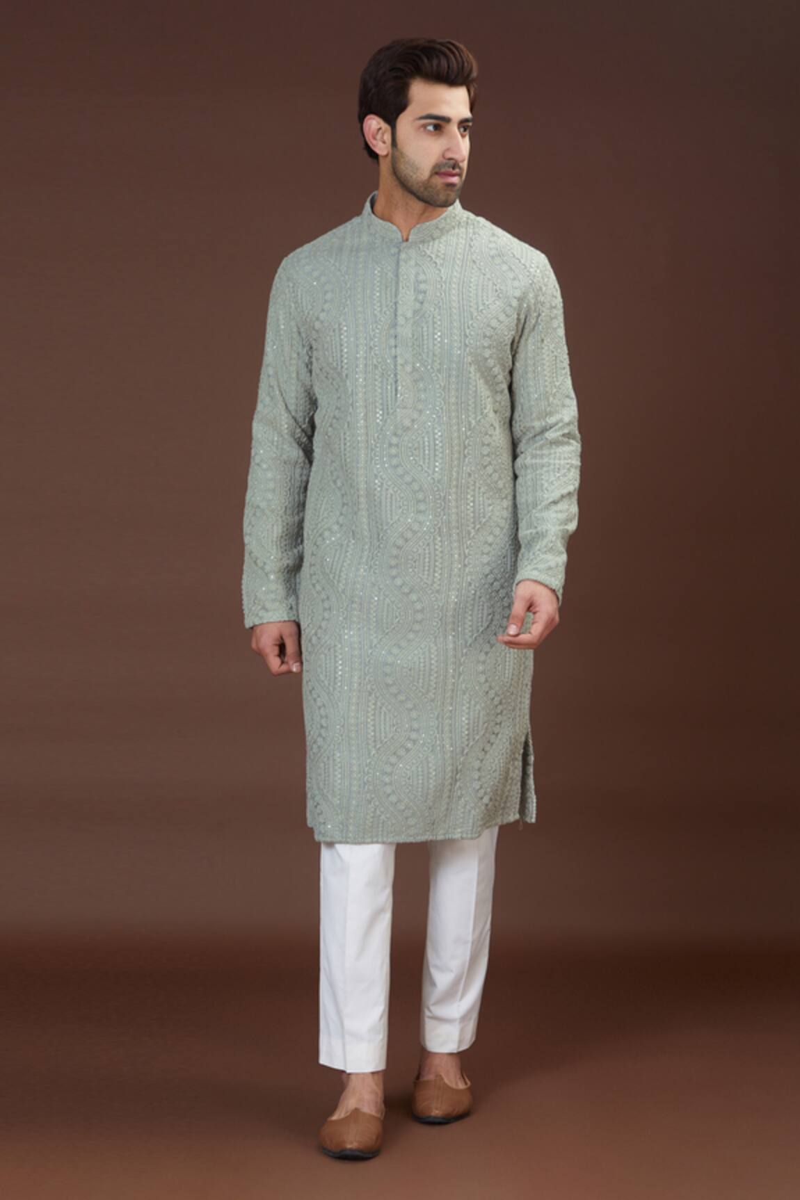 Kasbah Silk Chikankari Work Kurta Set