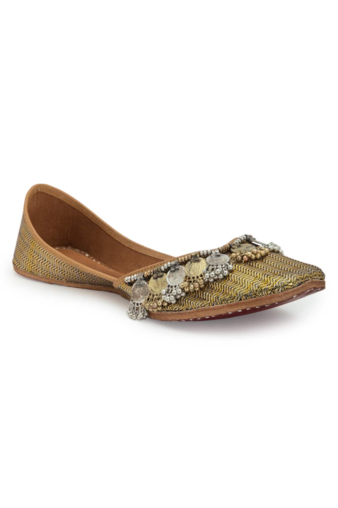 5elements Brocade Coin Embellished Juttis 