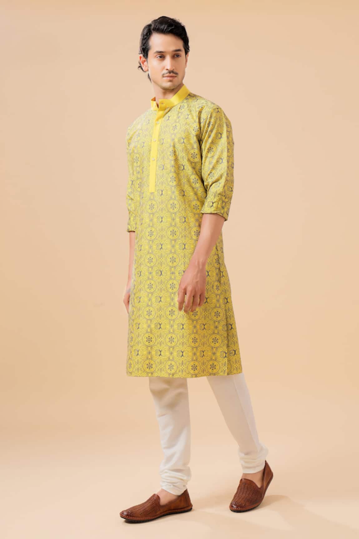 Raghavendra Rathore Blue Floral Mandala Embroidered Kurta