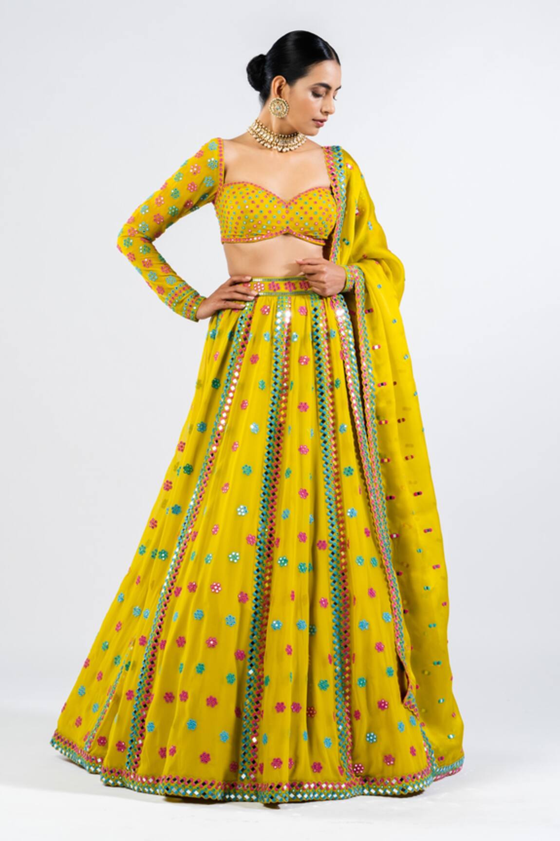 Vvani By Vani Vats Floral Pattern Embroidered Lehenga Set
