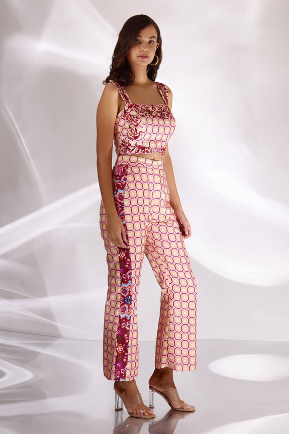 Betrue Geometric & Floral Print Flared Pant
