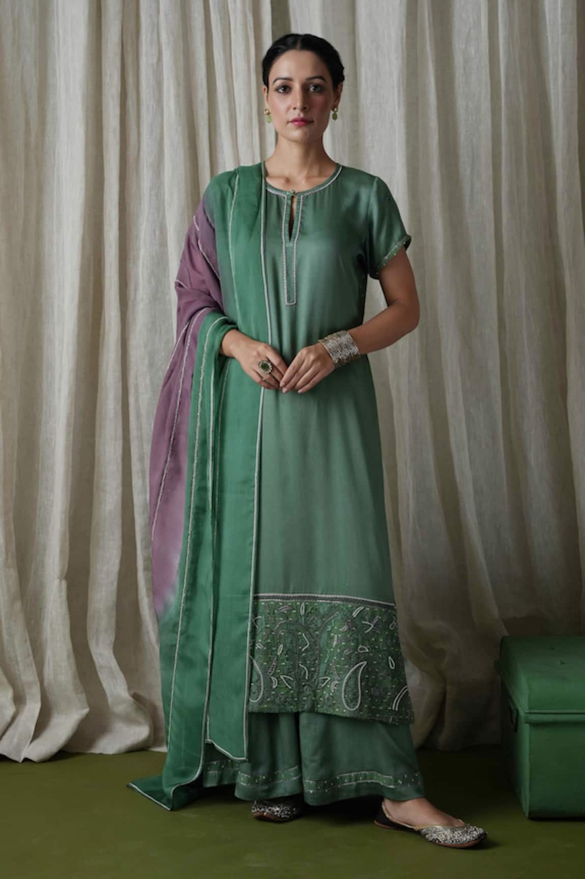 Kanika Sharma Embroidered Hem Kurta Palazzo Set